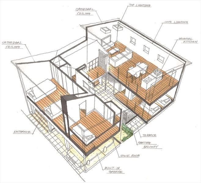 Rendering (introspection). Relaxed some LDK ・ Master bedroom ・ While directing a space in which relax calmly and slowly water around, etc., In was to enrich for storage such as functional high-capacity provided with a second floor storage. 