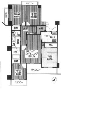 Floor plan. 4LDK, Price 23,900,000 yen, Occupied area 83.94 sq m , Balcony area 15.13 sq m