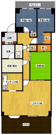 Floor plan. 3LDK, Price 12.8 million yen, Footprint 77.1 sq m , Balcony area 5.1 sq m