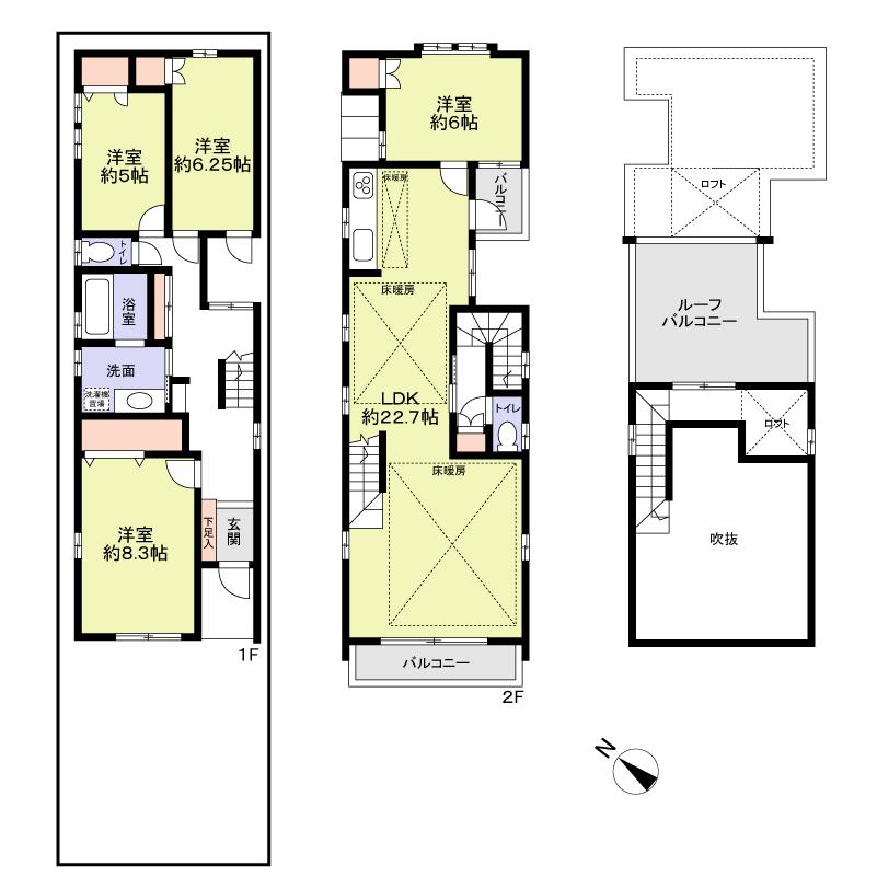 Floor plan. 54,800,000 yen, 4LDK, Land area 110.79 sq m , Building area 120.61 sq m south-facing