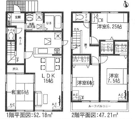 Floor plan. (3 Building), Price 33,900,000 yen, 4LDK, Land area 124 sq m , Building area 99.39 sq m