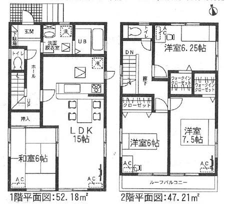 Floor plan. (5 Building), Price 33,900,000 yen, 4LDK, Land area 124.01 sq m , Building area 99.39 sq m