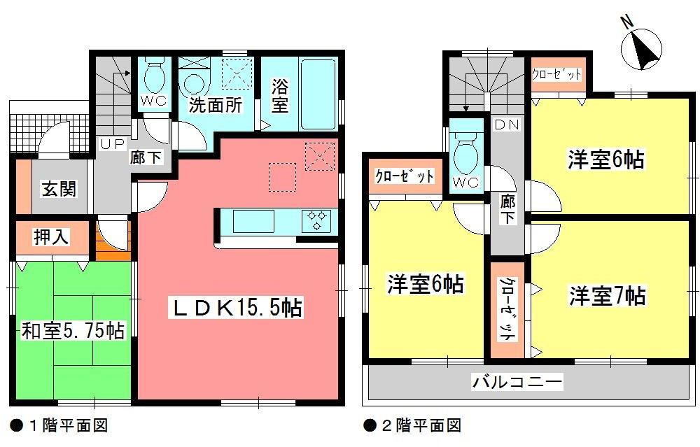 Floor plan. (Building 2), Price 32,800,000 yen, 4LDK, Land area 160.48 sq m , Building area 95.66 sq m