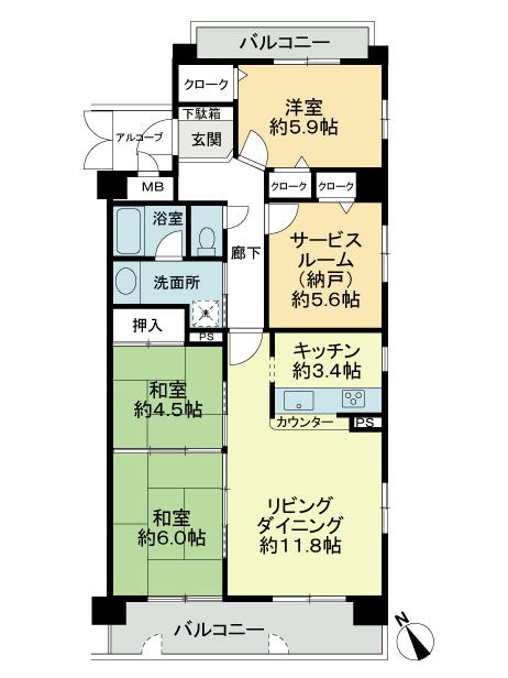 Floor plan. 4LDK, Price 16,900,000 yen, Occupied area 82.25 sq m , Balcony area 14.05 sq m floor plan