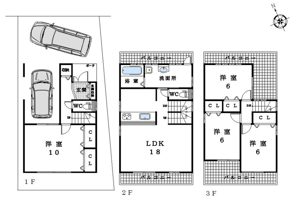 Floor plan. 32,800,000 yen, 4LDK, Land area 107.16 sq m , Building area 127.39 sq m