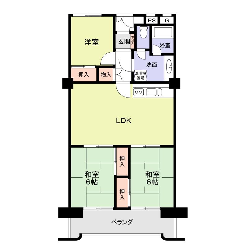 Floor plan. 3LDK, Price 5.8 million yen, Occupied area 67.27 sq m , Balcony area 9.12 sq m