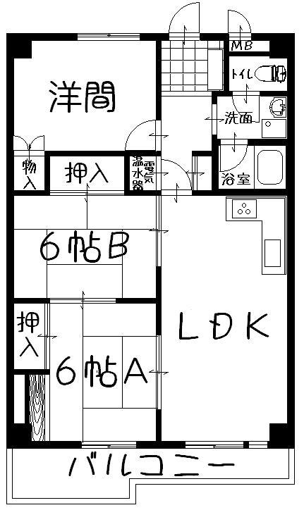 Floor plan. 3LDK, Price 6.2 million yen, Occupied area 69.01 sq m , Balcony area 8.5 sq m
