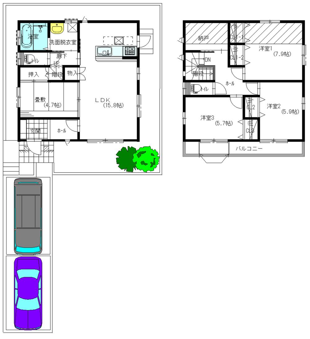 Floor plan. 34,800,000 yen, 4LDK, Land area 130.27 sq m , Building area 103.68 sq m