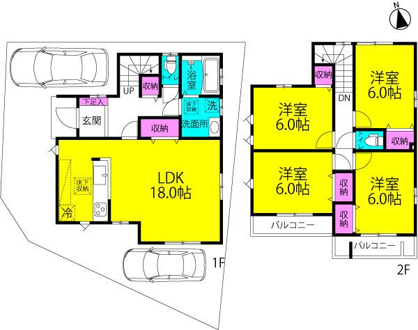 Floor plan. 35,500,000 yen, 4LDK, Land area 130.22 sq m , Building area 101.02 sq m