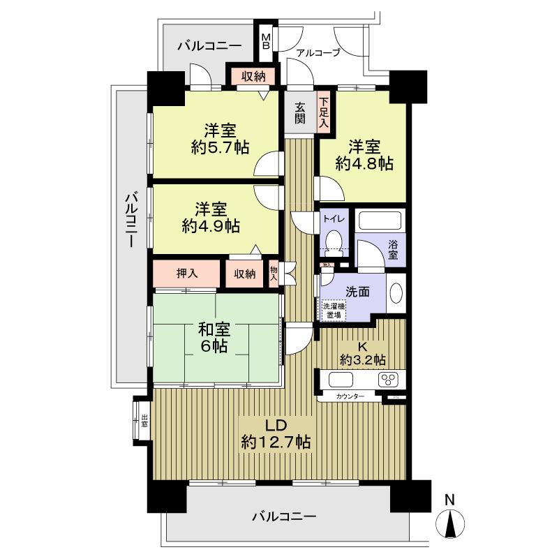 Floor plan. 4LDK, Price 25 million yen, Occupied area 81.55 sq m , Balcony area 25.4 sq m