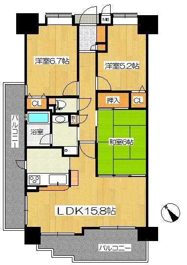 Floor plan. 3LDK, Price 19,800,000 yen, Occupied area 72.04 sq m , Balcony area 19.12 sq m floor plan
