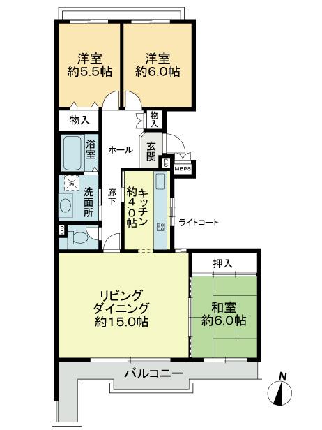 Floor plan. 3LDK, Price 16.8 million yen, Occupied area 90.03 sq m , Balcony area 11.38 sq m floor plan
