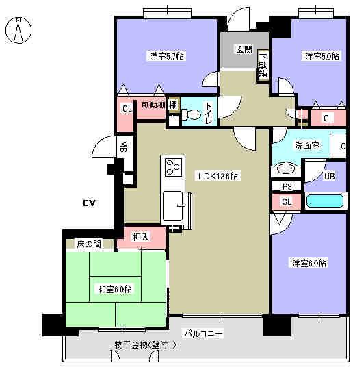 Floor plan. 4LDK, Price 29,800,000 yen, Occupied area 84.66 sq m , Balcony area 12.92 sq m