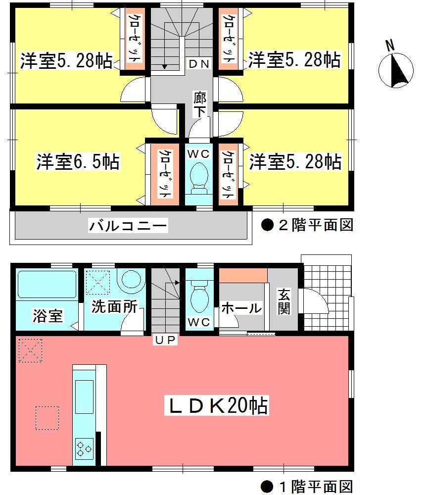 Floor plan. (Building 2), Price 30,900,000 yen, 4LDK, Land area 132.45 sq m , Building area 96.9 sq m
