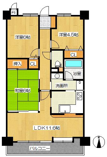 Floor plan. 3LDK, Price 18,800,000 yen, Occupied area 70.02 sq m , Balcony area 10.47 sq m floor plan