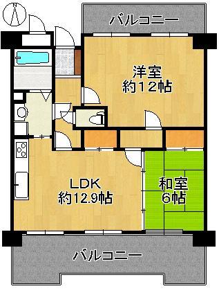 Floor plan. 2LDK, Price 11.8 million yen, Occupied area 70.22 sq m , Balcony area 21.45 sq m