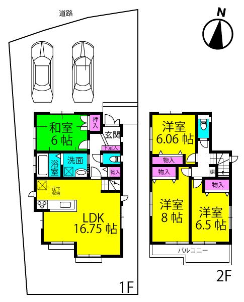 Floor plan. 37,800,000 yen, 4LDK, Land area 156.05 sq m , Building area 100.41 sq m