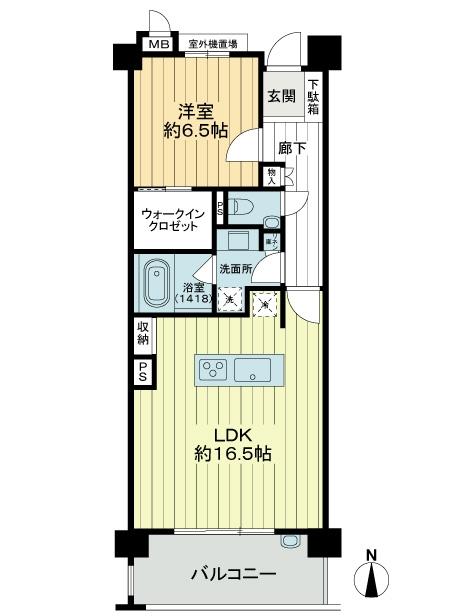Floor plan. 1LDK, Price 23,900,000 yen, Occupied area 56.33 sq m , Balcony area 8.64 sq m Island kitchen 1LDK