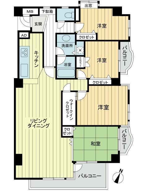 Floor plan. 4LDK, Price 23.8 million yen, The area occupied 103.4 sq m , Balcony area 11.57 sq m floor plan