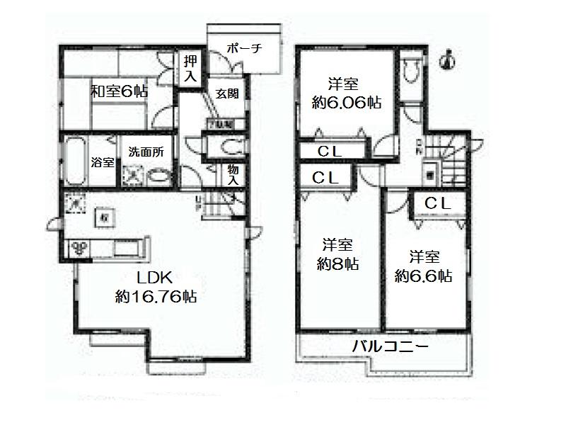 Floor plan. (1 Building), Price 37,800,000 yen, 4LDK, Land area 156.05 sq m , Building area 100.41 sq m