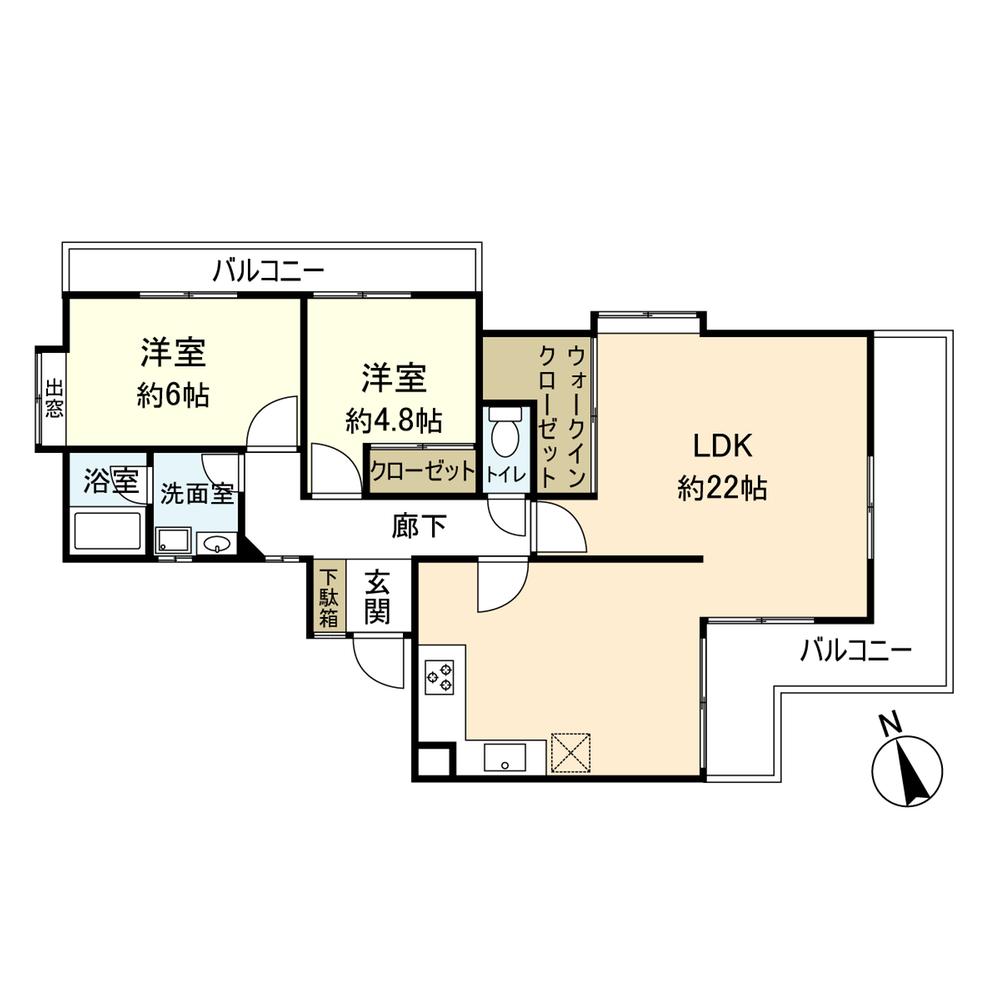 Floor plan. 2LDK, Price 10.8 million yen, Occupied area 68.23 sq m
