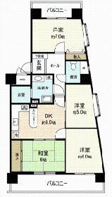 Floor plan. 4DK, Price 11,880,000 yen, Occupied area 73.21 sq m , 4DK of enhancement of the balcony area 15.94 sq m southeast angle room