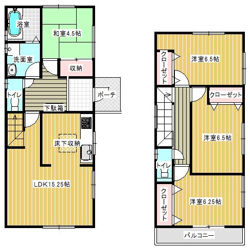 Floor plan. 28,900,000 yen, 4LDK, Land area 127.12 sq m , Building area 95.24 sq m