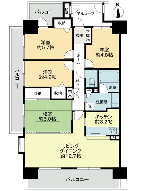 Floor plan. 4LDK, Price 25 million yen, Occupied area 81.55 sq m , Balcony area 25.4 sq m floor plan