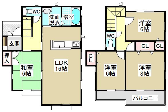 Floor plan. (Building 2), Price 33,800,000 yen, 4LDK, Land area 165.51 sq m , Building area 99.39 sq m