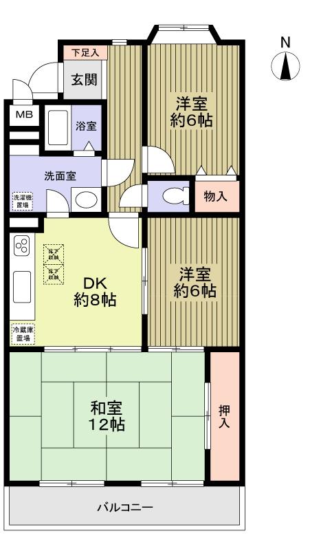 Floor plan. 3DK, Price 15.8 million yen, Occupied area 72.78 sq m , Balcony area 7.68 sq m
