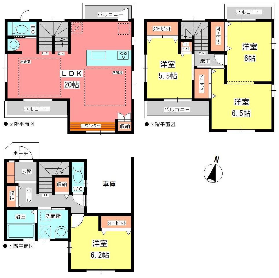 Floor plan. (B Building), Price 37,800,000 yen, 4LDK, Land area 83.72 sq m , Building area 121.99 sq m