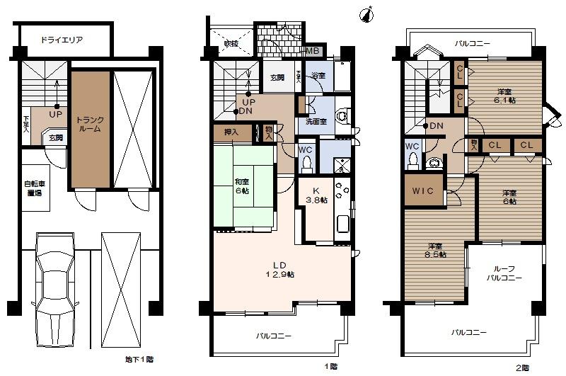 Floor plan. 4LDK, Price 33,800,000 yen, Footprint 116.08 sq m , Balcony area 24.12 sq m