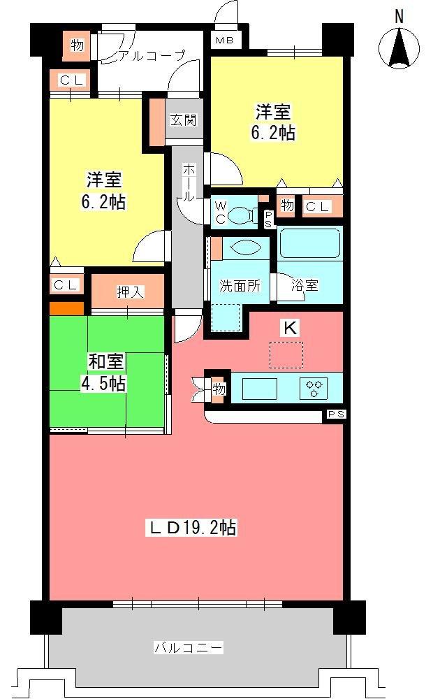 Floor plan. 3LDK, Price 29.5 million yen, Occupied area 82.31 sq m , Balcony area 13.32 sq m