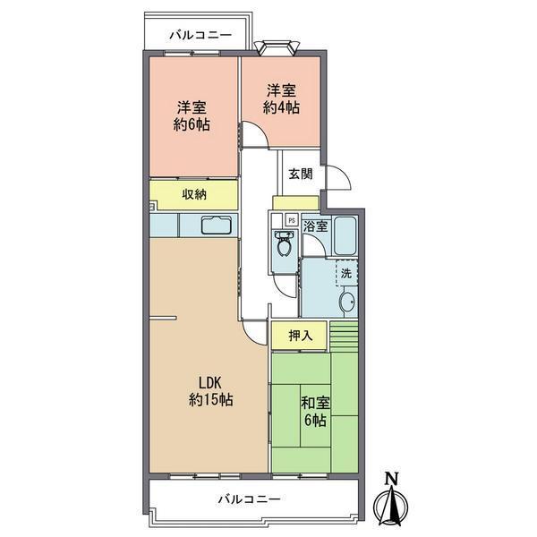Floor plan. 3LDK, Price 17.5 million yen, Occupied area 75.34 sq m , Balcony area 10.79 sq m