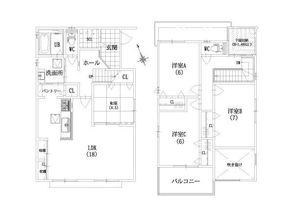 Floor plan. 36,600,000 yen, 4LDK, Land area 147.74 sq m , Building area 108.48 sq m 13 No. land plan