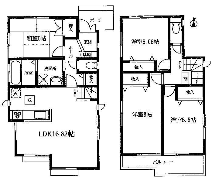 Floor plan. Price 37,800,000 yen, 4LDK, Land area 156.05 sq m , Building area 100.41 sq m