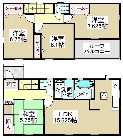 Floor plan. (1 Building), Price 31,900,000 yen, 4LDK, Land area 138.83 sq m , Building area 97.31 sq m