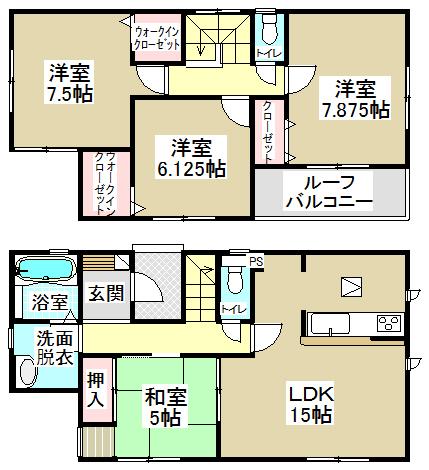Floor plan. (6 Building), Price 31,900,000 yen, 4LDK, Land area 138.82 sq m , Building area 99.59 sq m