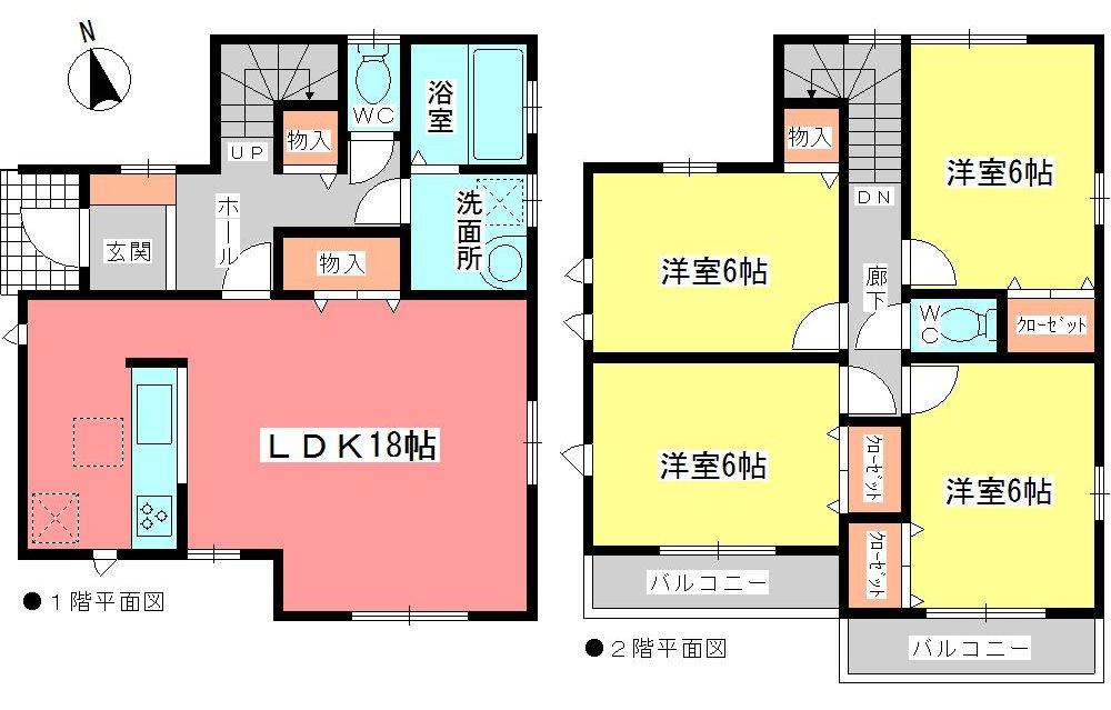 Floor plan. (Building 2), Price 35,500,000 yen, 4LDK, Land area 130.22 sq m , Building area 101.02 sq m