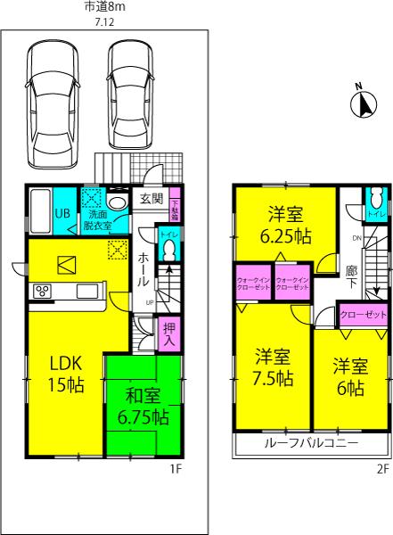 Floor plan. 33,900,000 yen, 4LDK, Land area 124 sq m , Building area 99.39 sq m