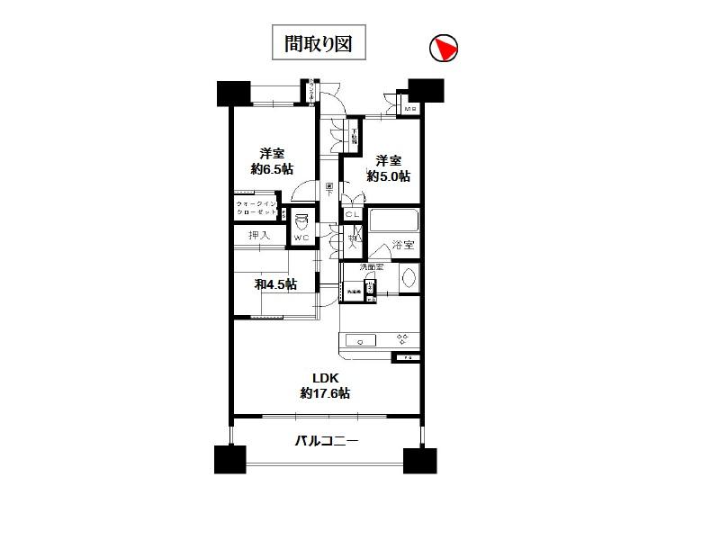 Floor plan. 3LDK, Price 27,800,000 yen, Occupied area 77.74 sq m , Balcony area 12.35 sq m