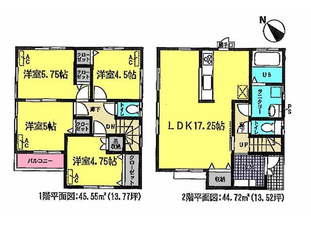 Floor plan. 26,800,000 yen, 4LDK, Land area 107.16 sq m , Building area 90.27 sq m floor plan