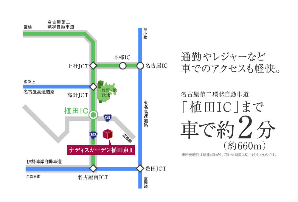 Access view. About 2 minutes by car to Ueda IC comfortable access (about 660m)