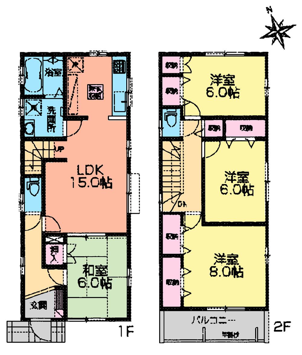 Floor plan. (4 Building), Price 33,300,000 yen, 4LDK, Land area 130.22 sq m , Building area 101.43 sq m