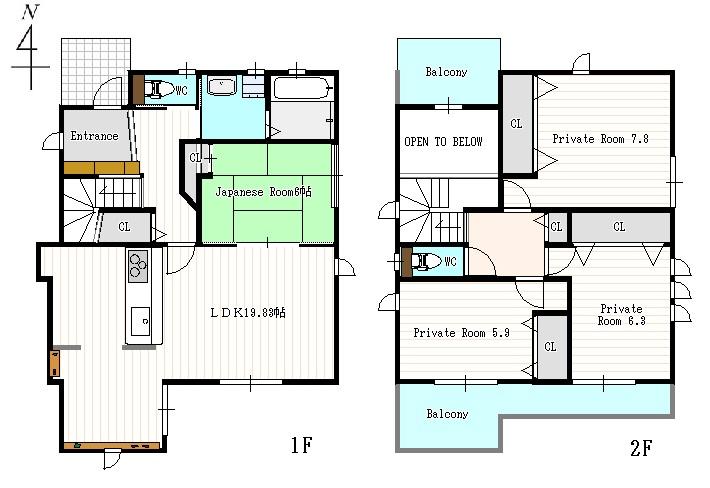 Floor plan. 38,300,000 yen, 4LDK, Land area 169.09 sq m , Building area 105.52 sq m