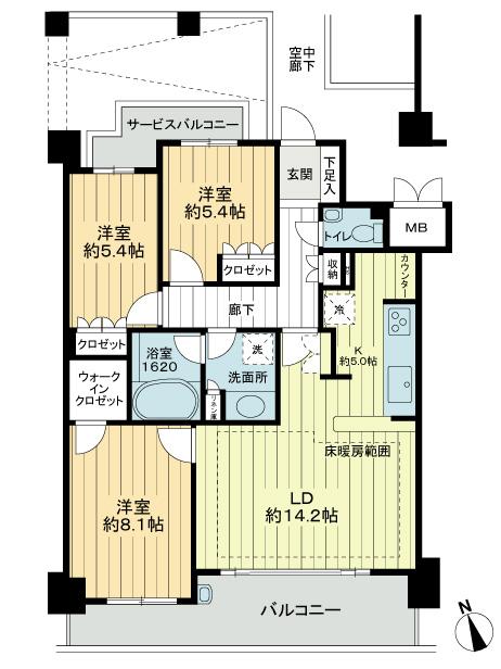 Floor plan. 3LDK, Price 33 million yen, Occupied area 84.76 sq m , Balcony area 11.2 sq m floor plan