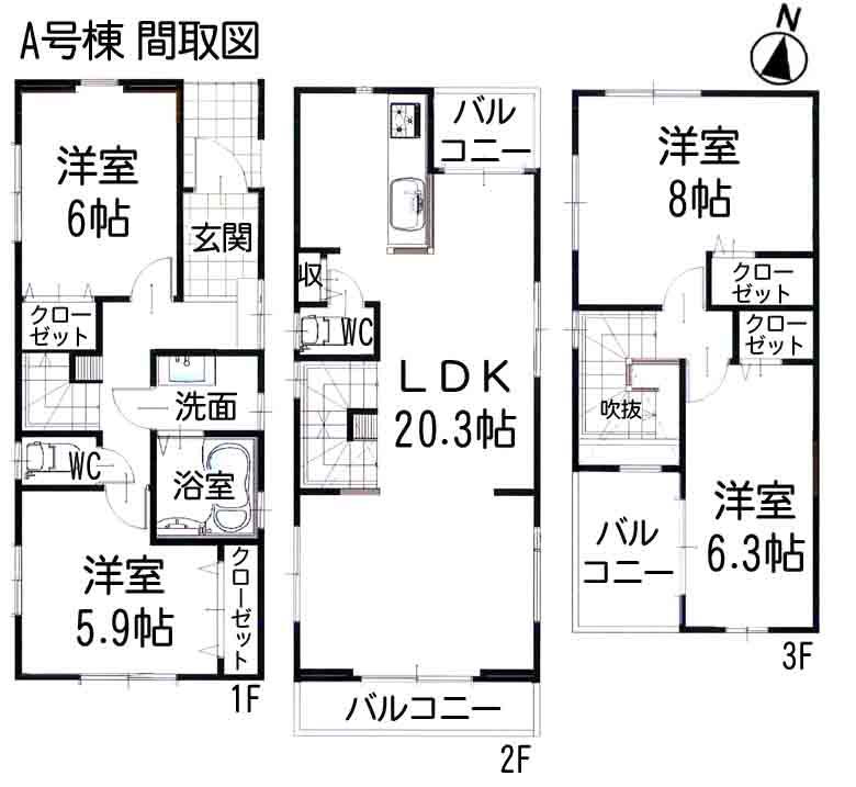Floor plan. 30,800,000 yen, 4LDK, Land area 80.2 sq m , Building area 107.63 sq m