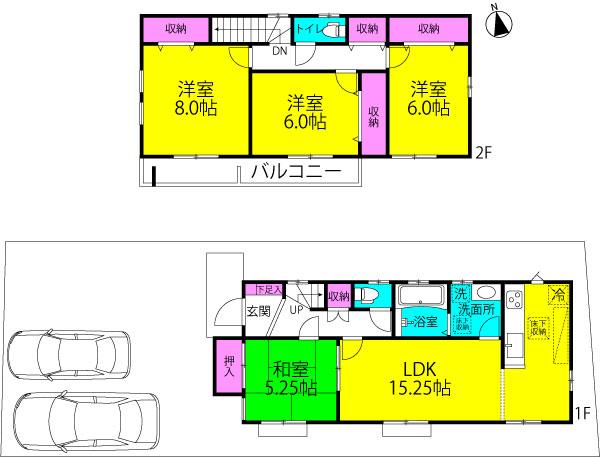 Floor plan. 31,900,000 yen, 4LDK, Land area 130.21 sq m , Building area 101.02 sq m