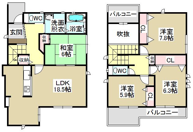 Floor plan. 38,300,000 yen, 4LDK, Land area 169.09 sq m , Building area 105.52 sq m