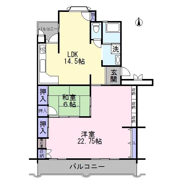 Floor plan. 2LDK, Price 6.8 million yen, Occupied area 93.54 sq m , Balcony area 14.45 sq m